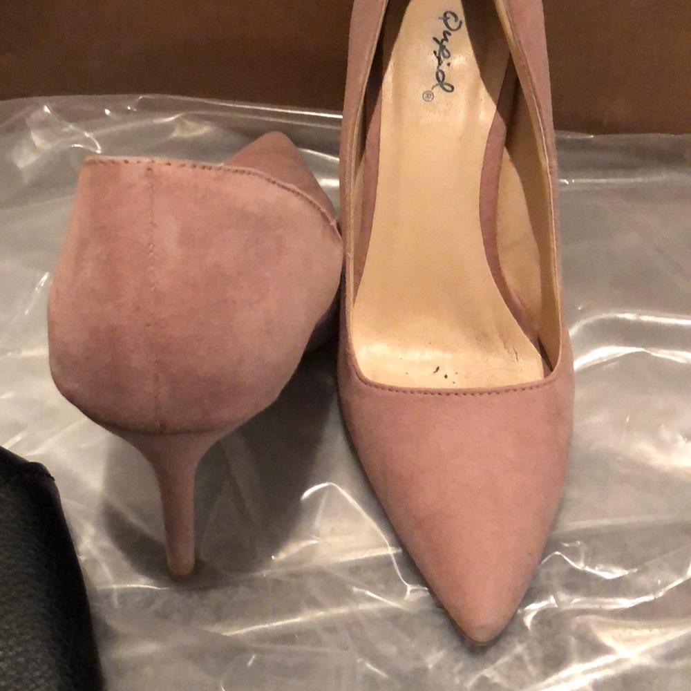 Faux suede pumps